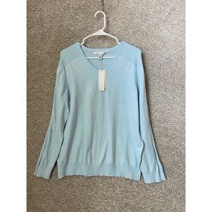 Kenneth Cole NY Woman’s Light Blue V Neck Long Sleeve Shirt Sweater Size XL